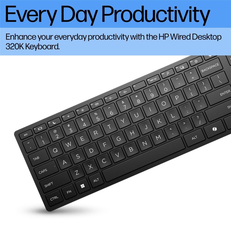 HP Desktop 320K Full Size Wired Membrane Keyboard