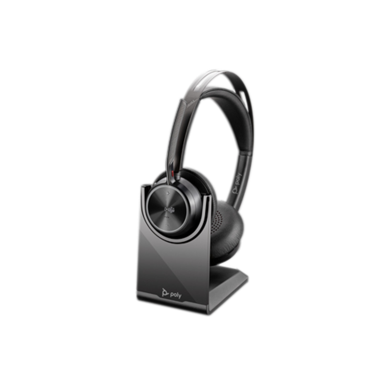 HP Poly Voyager Focus 2 On Ear Bluetooth Wireless Headset with Charging Stand