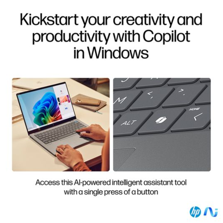 Refurbished HP OmniBook X 14-fe0500na Copilot+ PC SnapDragon X1E-78-100 16GB RAM 512GB SSD 14 Inch Windows 11 Touchscreen Laptop - Silver