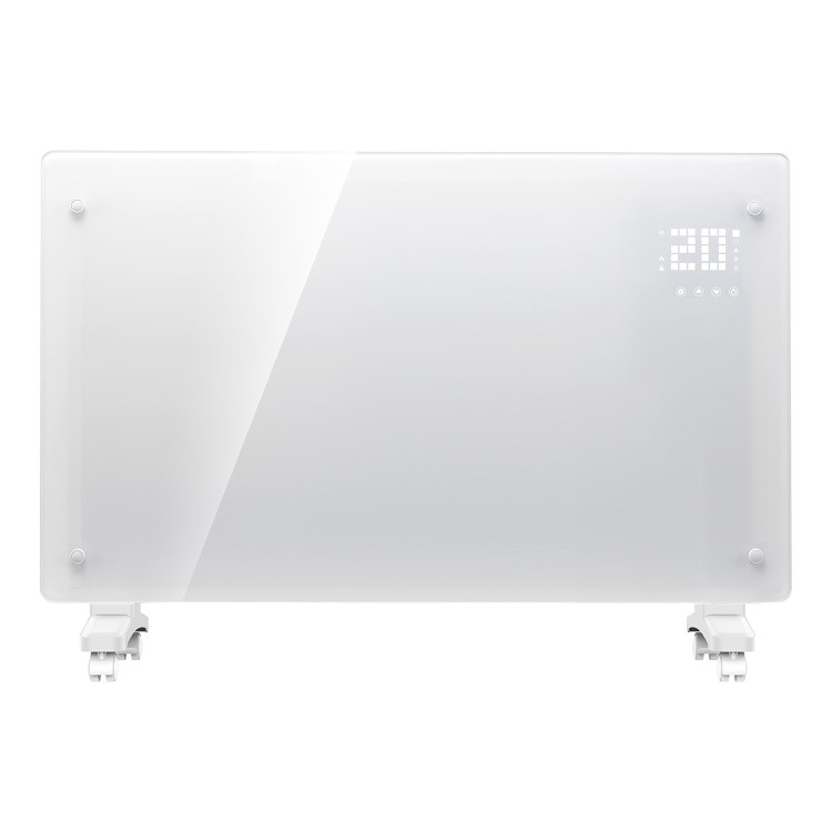electriQ 2500W Smart Designer Glass Panel Convection Heater - Wall Mountable & Bathroom Safe - White