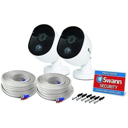 GRADE A1 - Swann 1080p Heat Sensing White Analogue Bullet Camera - 2 Pack