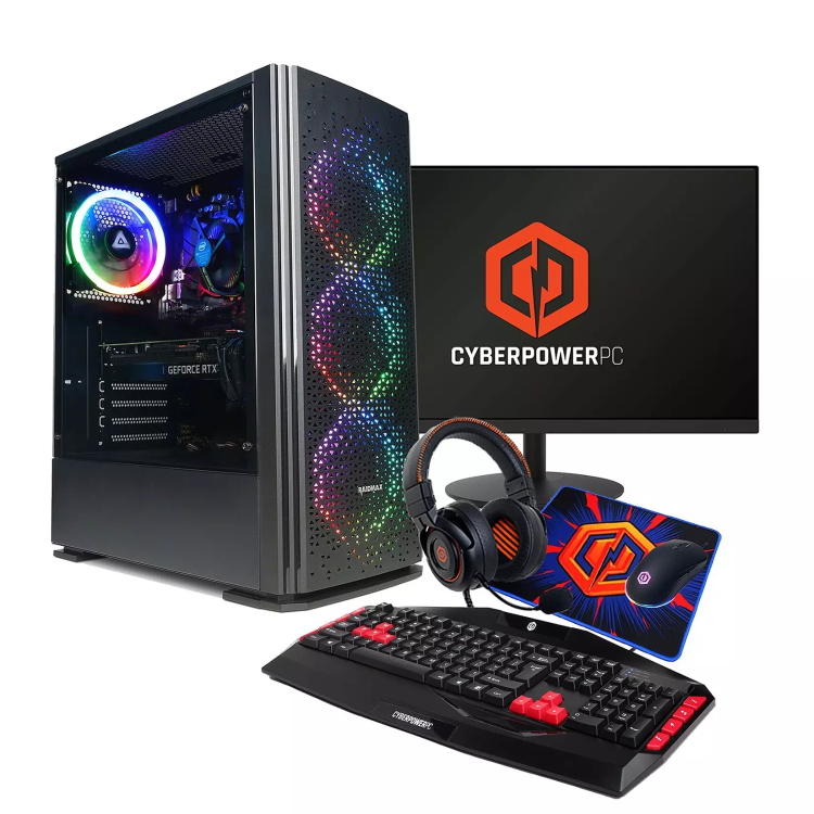 Refurbished CyberPower PC Blaze Bundle Core i5 16GB RAM 1TB SSD with 24 Inch Monitor Keyboard Mouse & Mat