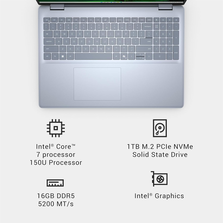 Refurbished Dell Inspiron 16 5640 Intel Core 7 16GB RAM 1TB SSD 16 Inch Windows 11 Laptop