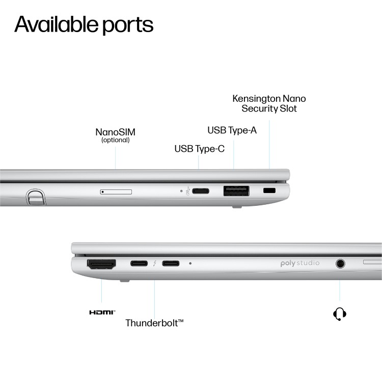 HP EliteBook 8 Intel Core Ultra 7 16GB RAM 512GB SSD 13.3 Inch Touchscreen Convertible Windows 11 Pro Laptop
