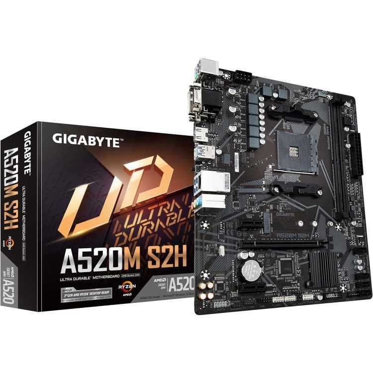 Gigabyte A520M S2H AMD A520 AM4 DDR4 Micro ATX Motherboard