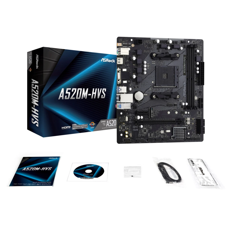 ASRock A520M HVS AMD A520 AM4 DDR4 Micro ATX Motherboard