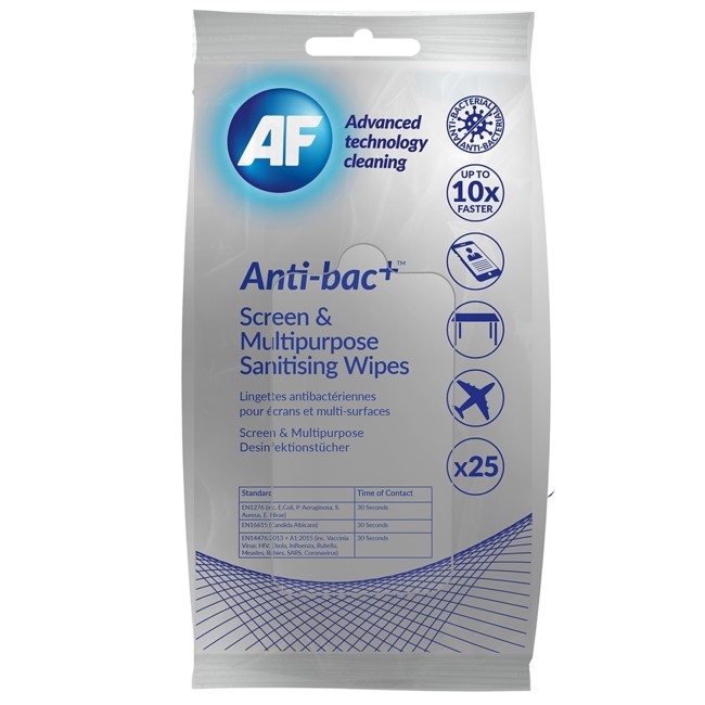 AF Anti-bacterial Sanitizing Screen and Multi-purpose Wipes 25 Pack