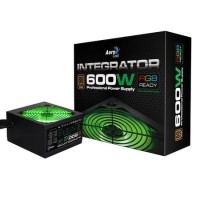 Aerocool Integrator 600W RGB PSU 12cm Black Fan Active PFC TW Caps UK Cable