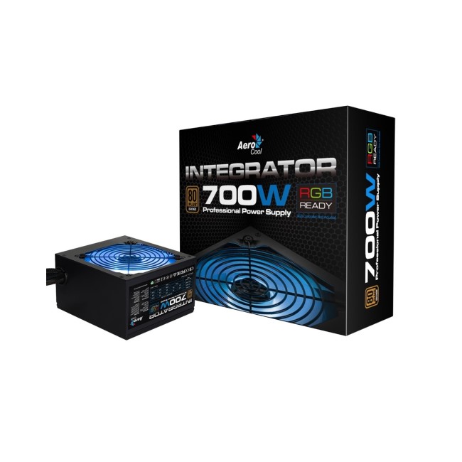 Aerocool Integrator 700W RGB PSU 12cm Black Fan Active PFC TW Caps UK Cable