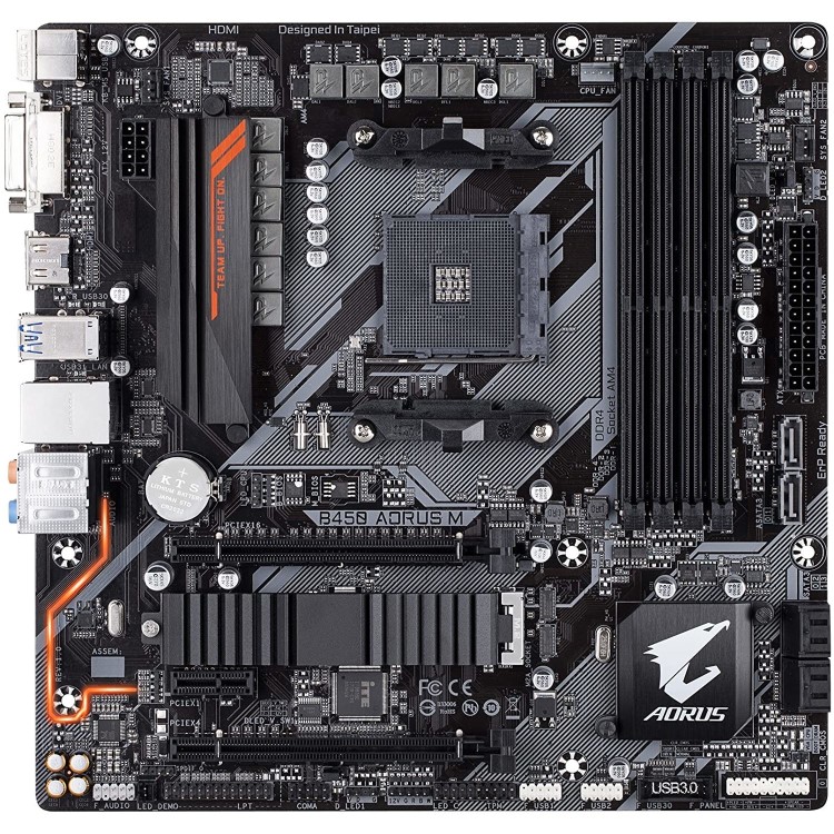 Gigabyte B450 AORUS M AMD Socket AM4 Micro ATX DDR4 DVI-D/HDMI M.2 RGB Motherboard