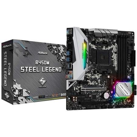ASRock B450M Steel Legend AMD Socket AM4 Micro ATX HDMI/DIsplayPort DDR4 M.2 USB C 3.1 Motherboard