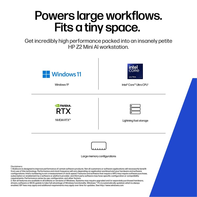 Z2 Mini G1i Workstation Desktop PC, Windows 11 Pro, Intel Core™ Ultra 9, 32GB RAM, 1TB SSD, RTX™ 2000 Ada