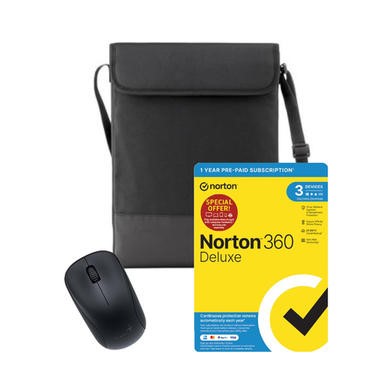 Norton 360 Deluxe with Genius NX-7000 Wireless Mouse and Belkin 15.6 Inch Laptop Sleeve with Shoulder Strap