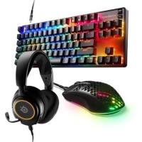 Bundle of SteelSeries Arctis Nova 3 RGB Gaming Headset with Apex 9 TKL Gaming Keyboard and Aerox 3 RGB Gaming Mouse