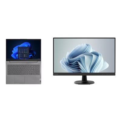 Lenovo V15 G3 15.6 "  FHD Windows 11 Pro Laptop with Lenovo ThinkVision C27-40 27" FHD Monitor
