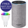 Amazon Echo 2nd Gen Smart Hub Heather Grey with FREE GU10 Smart Bulb