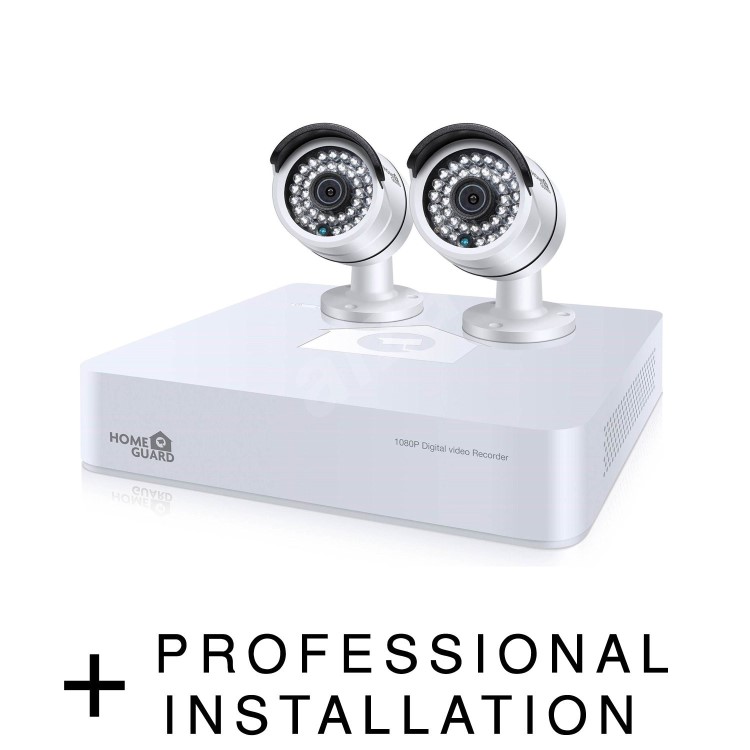 HomeGuard 2 Camera 1080p HD DVR System with 1TB HDD & Professional Installation