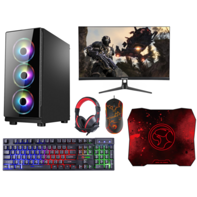 REACT Core i3-10100F 16GB 1TB SSD GeForce GT 1030 No OS Desktop Gaming PC With Marvo Scorpion CM409-UK & electriQ Gaming Monitor Gaming PC Bundle