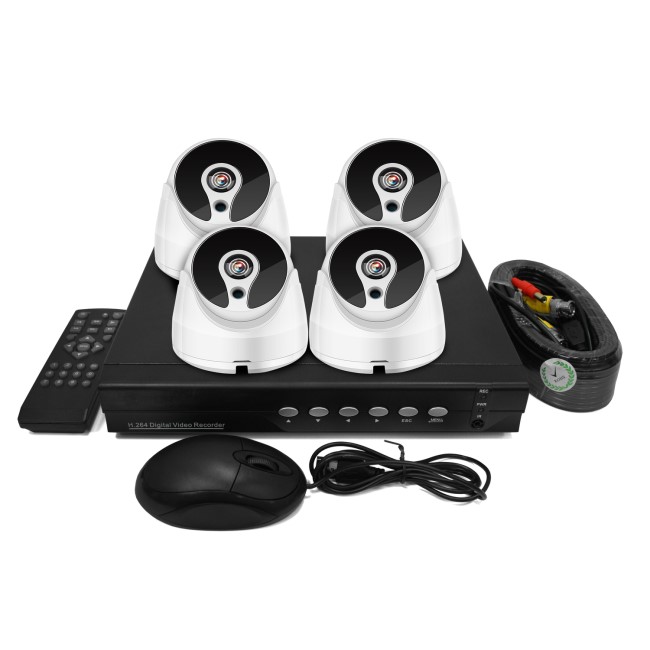 electriQ CCTV System - 4 Channel 1080p DVR with 4 x 720p HD Dome Cameras & 1TB HDD