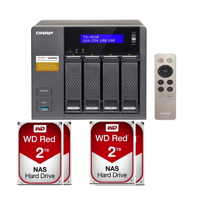 QNAP TS453A 4 Bay NAS + 4 x 2TB Western Digital Red Drives