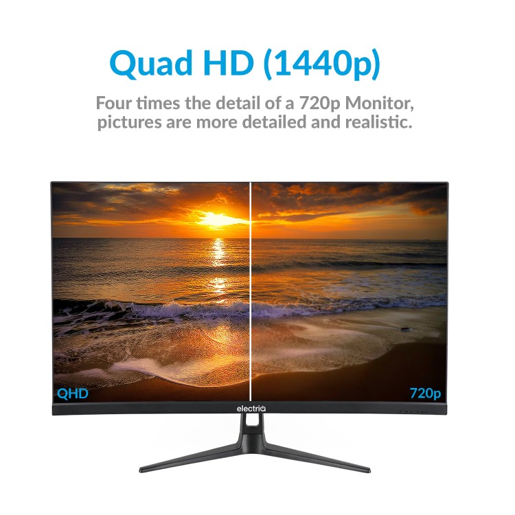 electriQ 27" QHD 1440p 95Hz FreeSync HDR Monitor with Single Monitor Arm