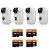 electriQ 1080p Full HD Wireless Battery Cameras with Mounts &amp; 64GB SD Cards - 4 Pack