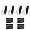 electriQ 720p HD Wireless Battery Cameras with Mounts &amp; 64GB SD Cards - 4 Pack