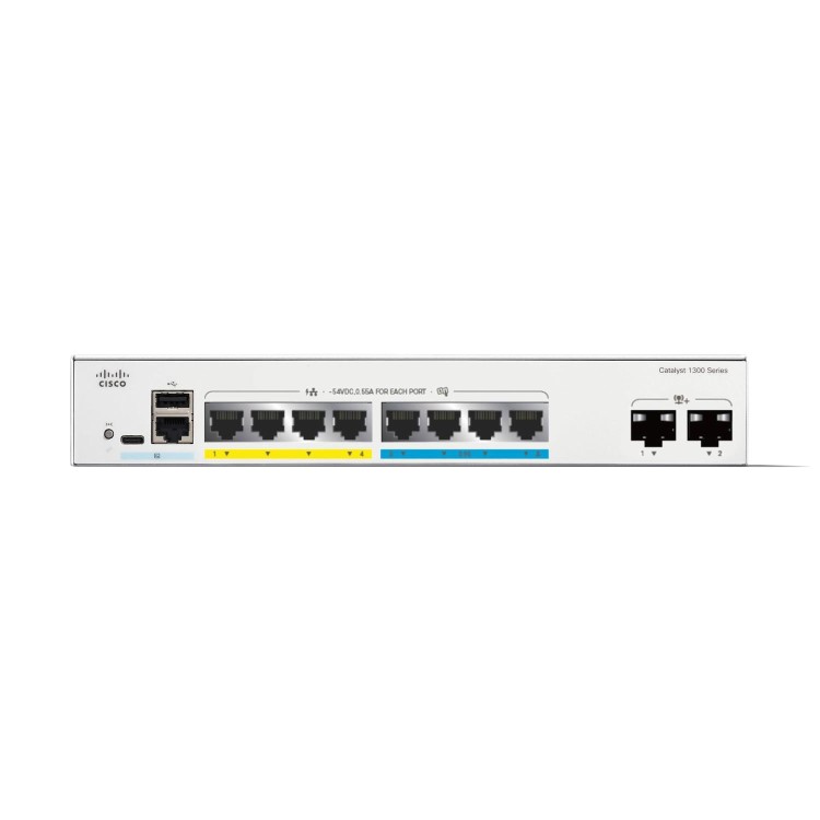Cisco Catalyst 1300 Series 1300 8-Port 10Gigabit PoE+ SFP+ Managed L3 Rack-mountable Switch 120W