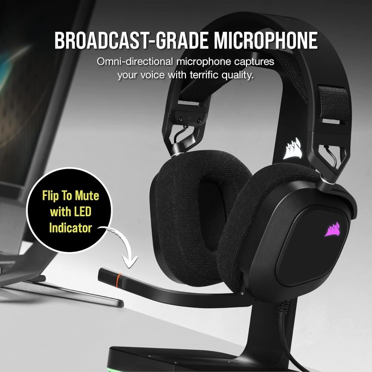 Corsair HS80 Double Sided Over-ear USB with Microphone RGB Wired Gaming Headset