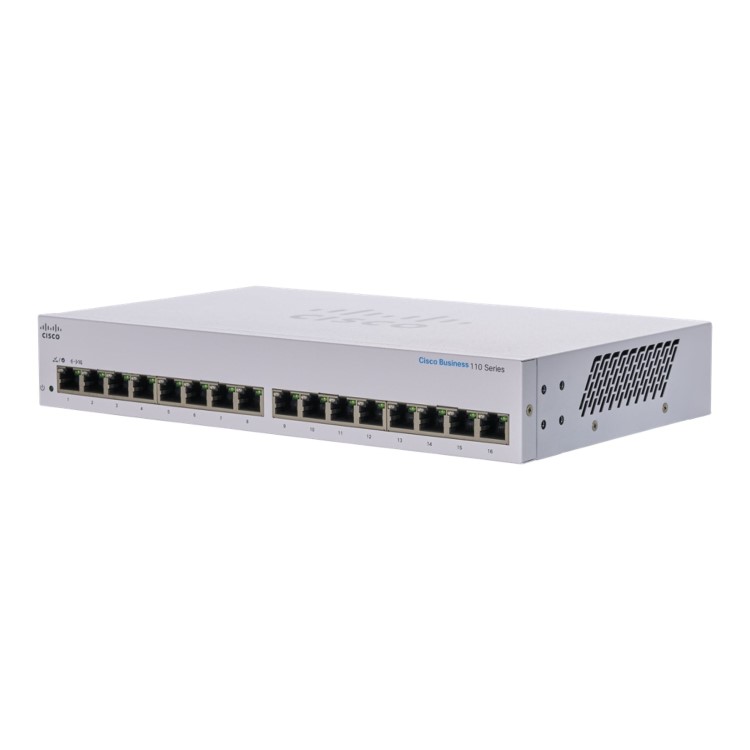 Cisco Business 110 Series 110-16T 16-Port Gigabit Ethernet Non-PoE L2 Rack-mountable Unmanaged Switch
