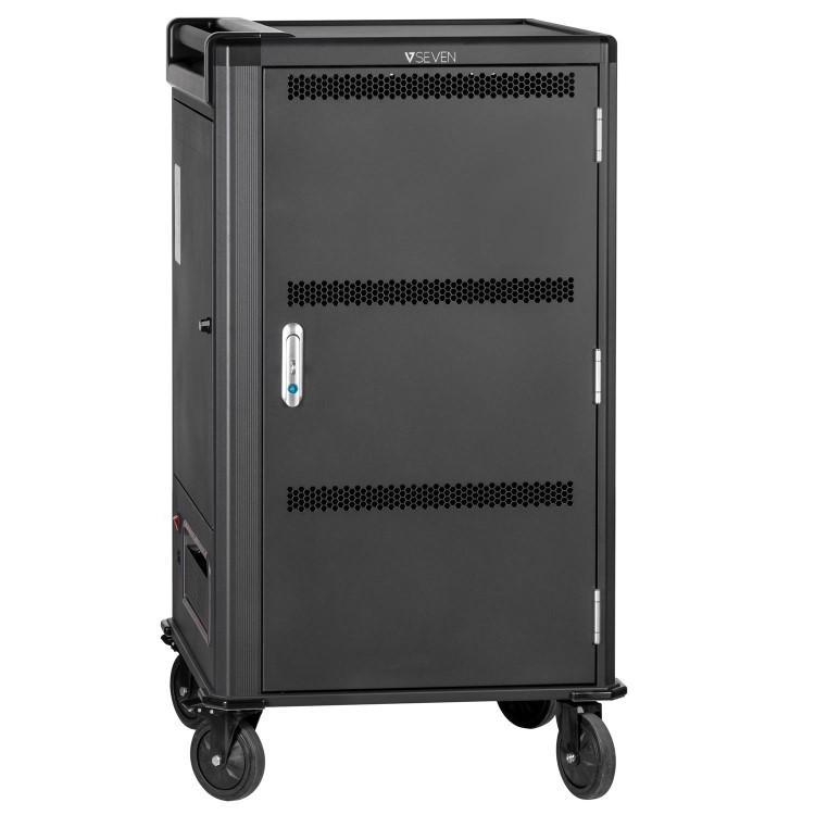 Charging Cart - Push Handle Handle - 4 Casters - 30 Devices Chromebooks iPad and Android Tablets Laptop and Notebook Computers
