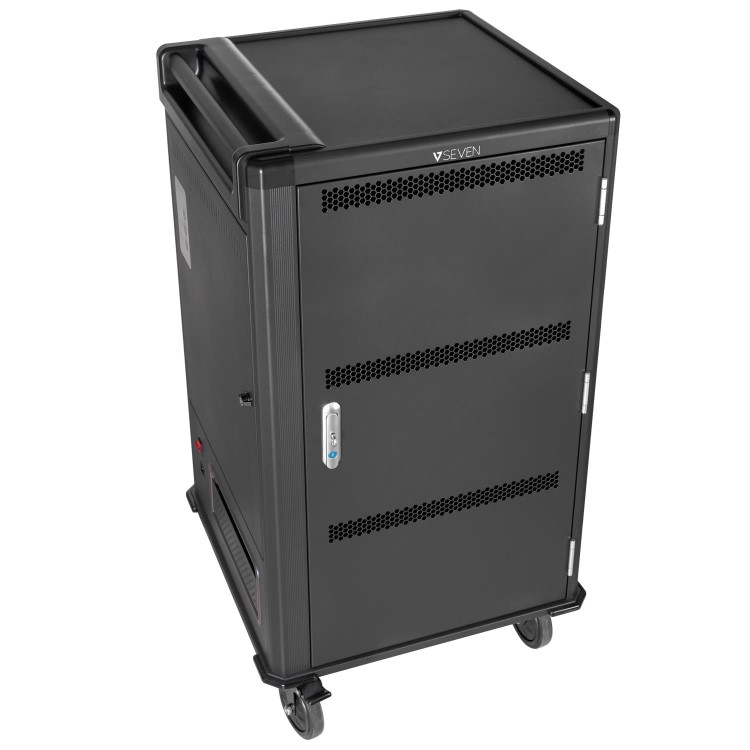 Charging Cart - Push Handle Handle - 4 Casters - 30 Devices Chromebooks iPad and Android Tablets Laptop and Notebook Computers