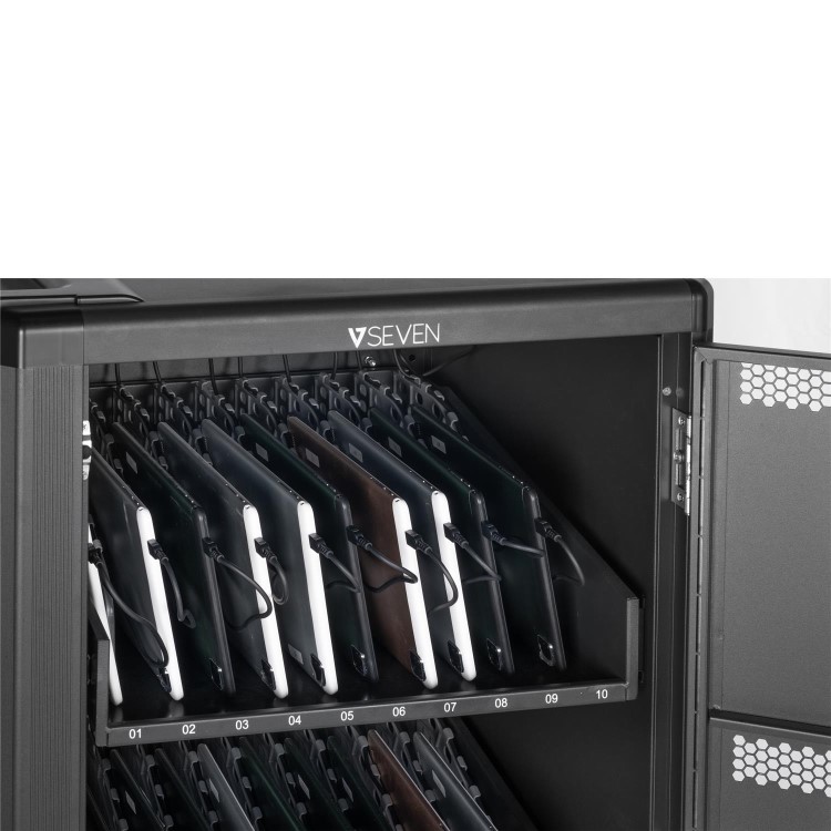 Charging Cart - Push Handle Handle - 4 Casters - 30 Devices Chromebooks iPad and Android Tablets Laptop and Notebook Computers