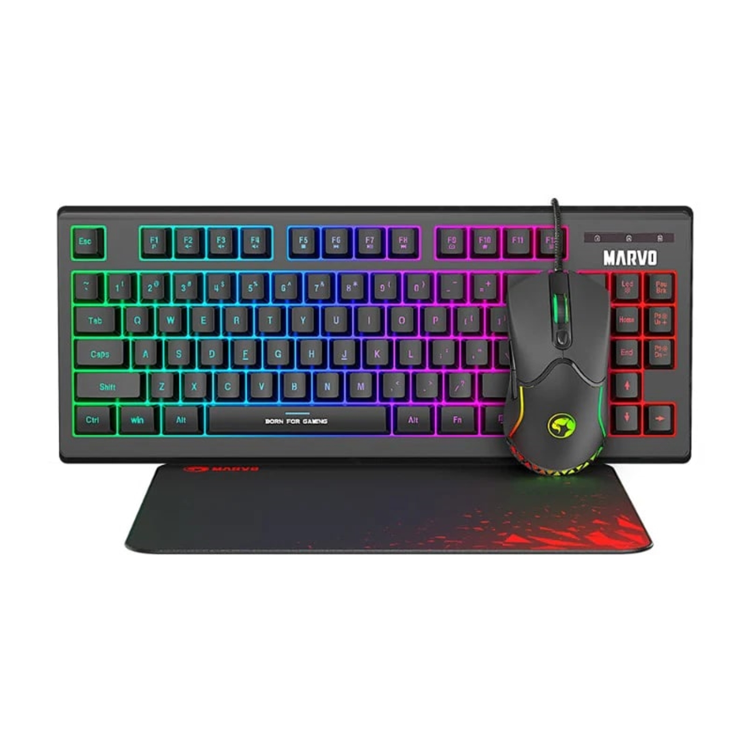 Marvo CM310-BK Wired Gaming Keyboard Black with Mouse and Mat Bundle