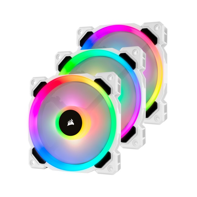 Corsair LLL120 RGB 120mm Dual Light Loop White RGB LED PWM Fan Triple Pack with Lighting Node PRO