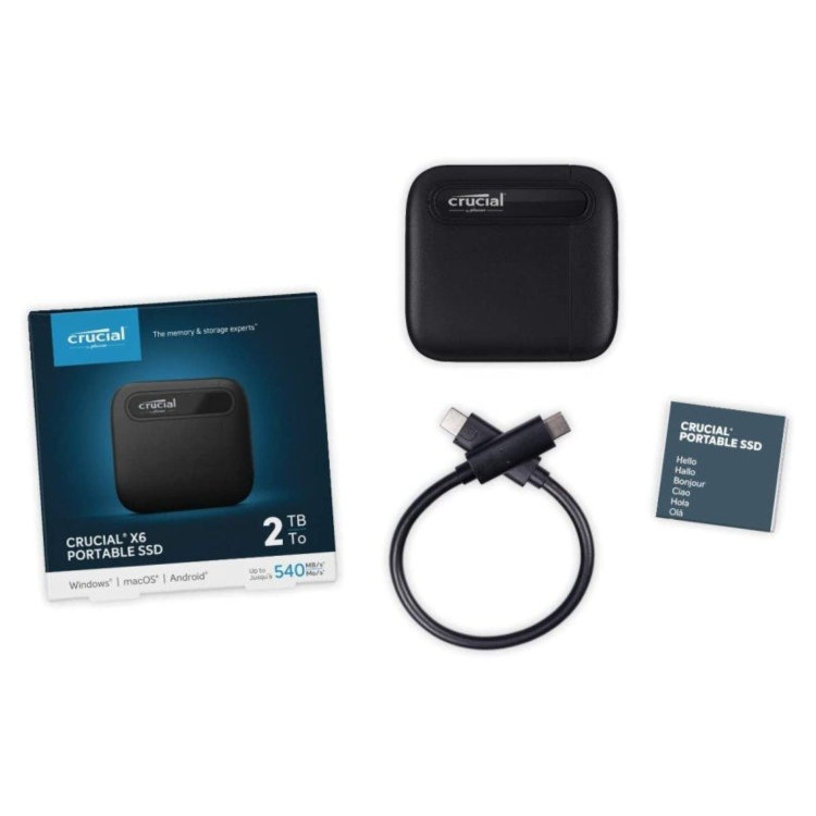 Crucial X6 1TB 2.5 Inch USB 3.2 Gen 2 Portable External SSD