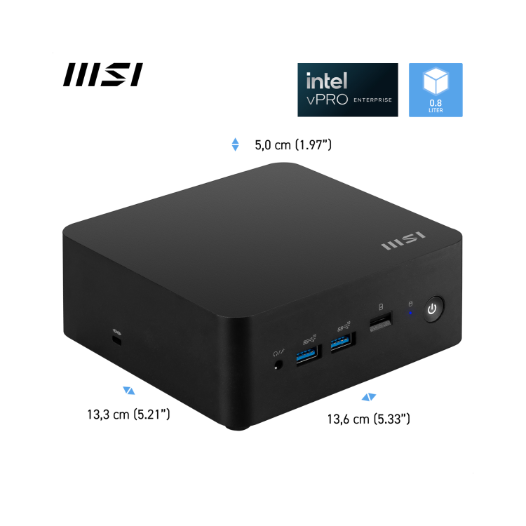 MSI Cubi NUC 13MQG SFF Intel Core i7 1365U vPRO Mini Barebone PC