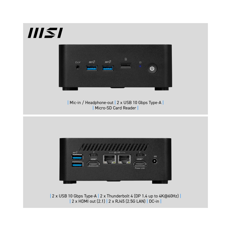 MSI Cubi NUC 13MQG SFF Intel Core i7 1365U vPRO Mini Barebone PC
