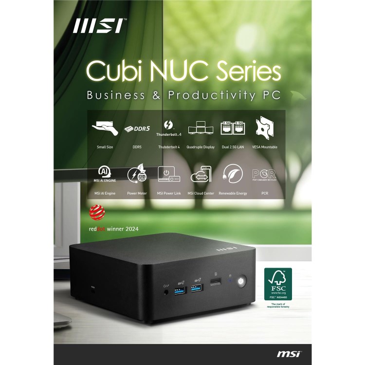 MSI Cubi NUC 1M SFF Intel Core 5 120U 16GB RAM 512GB SSD Windows 11 Pro Mini PC