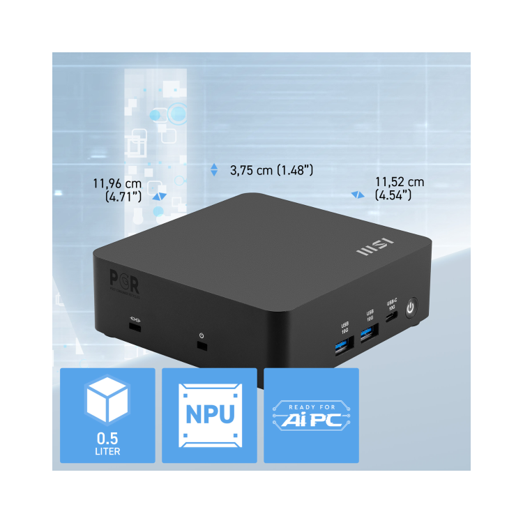 MSI Cubi NUC AI 1UMG SFF Intel Core Ultra 7 155H Mini Barebone PC