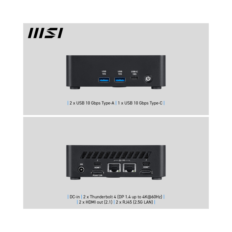 MSI Cubi NUC AI 1UMG SFF Intel Core Ultra 7 155H Mini Barebone PC