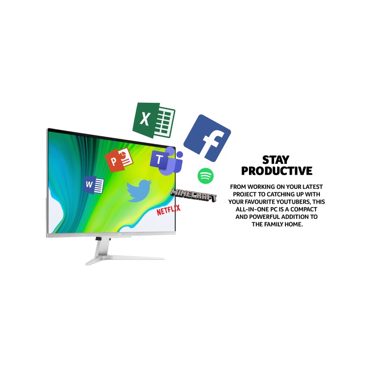 Acer Aspire Core i5-1035G1 8GB 1TB HDD + 128GB SSD 27 Inch Windows 10 All-in-One PC