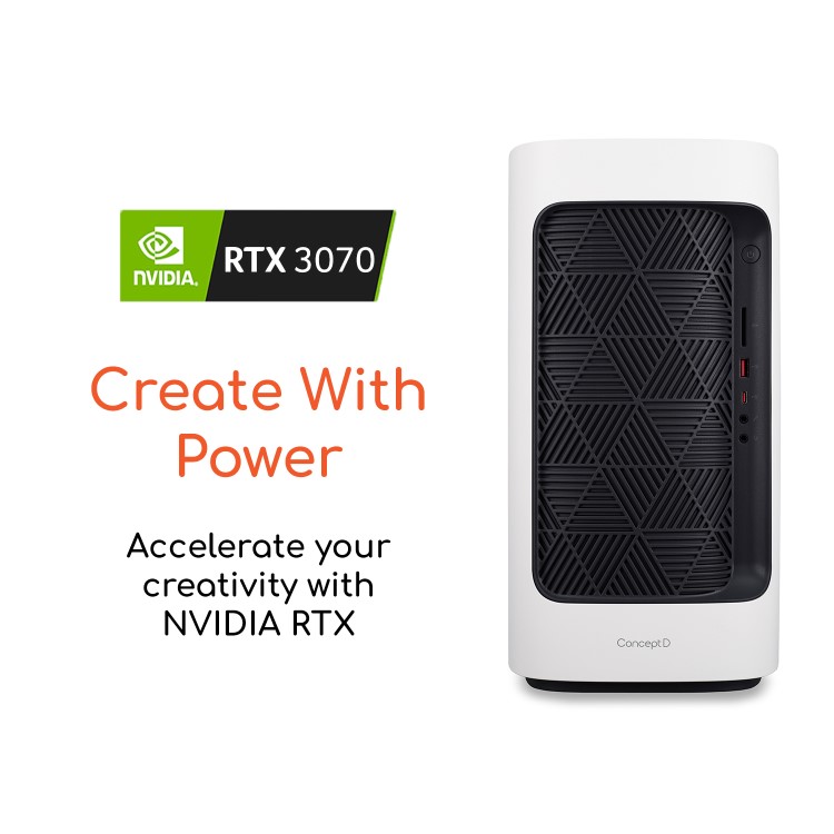 Acer ConceptD 300 CT300-51A Tower Core i7-10700 16GB 1TB HDD + 1TB SSD GeForce RTX 3070 8GB Windows 10 Pro Workstation PC