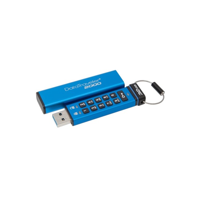 Kingston DataTraveler 2000 - USB flash drive - encrypted - 16 GB - USB 3.1