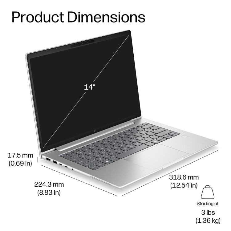 HP EliteBook 6 G2i Intel Core 7 32GB RAM 512GB SSD 14 Inch Windows 11 Pro Laptop