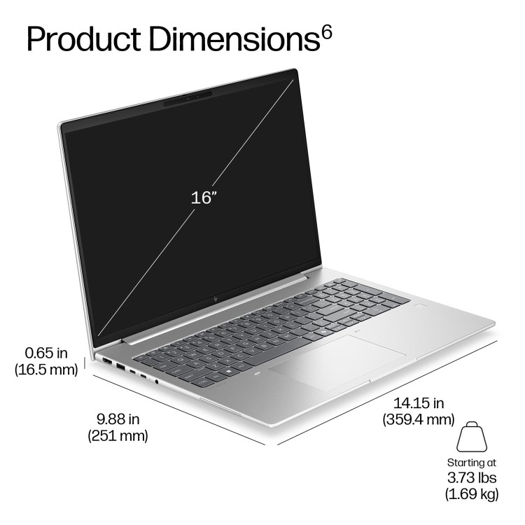 HP EliteBook 6 G2i Intel Core 7 16GB RAM 512GB SSD 16 Inch Windows 11 Pro Laptop