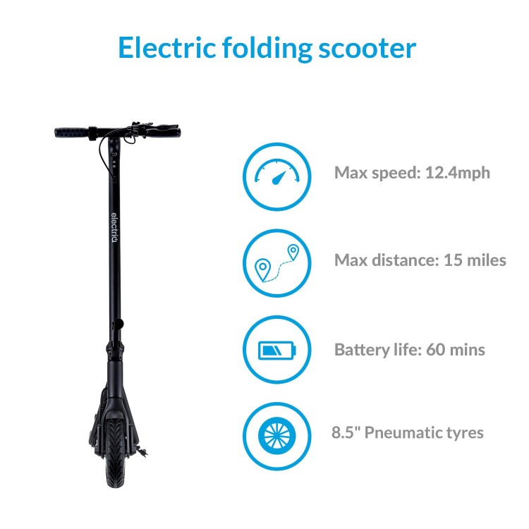 GRADE A3 - electriQ Active Electric Scooter - Black - 25km Range - 20km/h