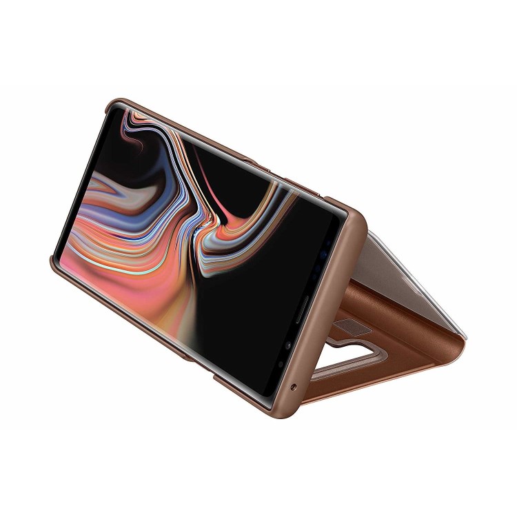 Note 9 Clear View Standing Cover - Brown