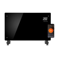 electriQ 2500W Smart Designer Glass Panel Convection Heater - Wall Mountable & Bathroom Safe - Black