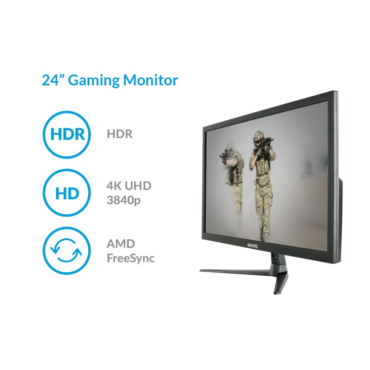 GRADE A3 - electriQ 24" 4K UHD 60Hz FreeSync HDR Gaming Monitor